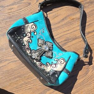 Stylish Turquoise and Black Women's Bag